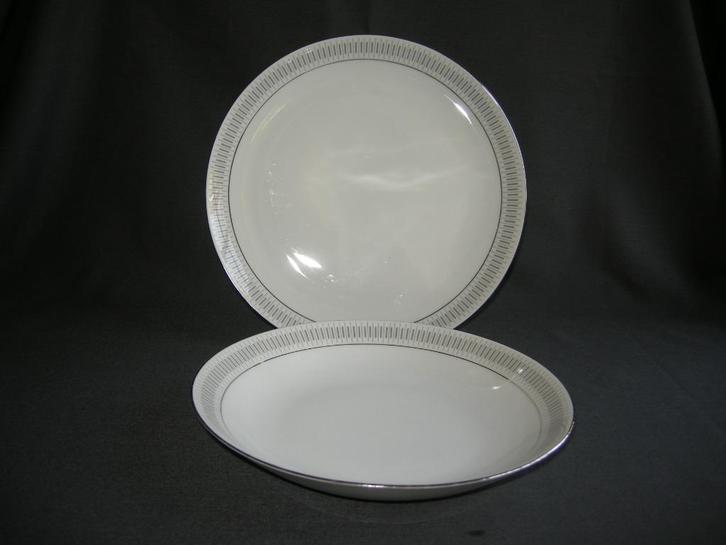 Eschenbach, wit met zilver - grijze decorrand, borden, Antiek en Kunst, Antiek | Servies los, Ophalen of Verzenden