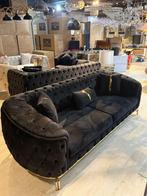 Luxe Zwarte 3-Zitsbank met Gouden Pootjes – Modern & Elegant, Ophalen of Verzenden, Nieuw, Driepersoons