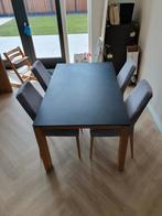 Eettafel zwart fenix blad met eiken poten - Mobitec, Ophalen, Overige materialen, 50 tot 100 cm, Zo goed als nieuw