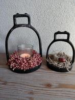 Decoratieve stijgbeugels als kandelaar, Zwart, Ophalen of Verzenden, Zo goed als nieuw, Metaal