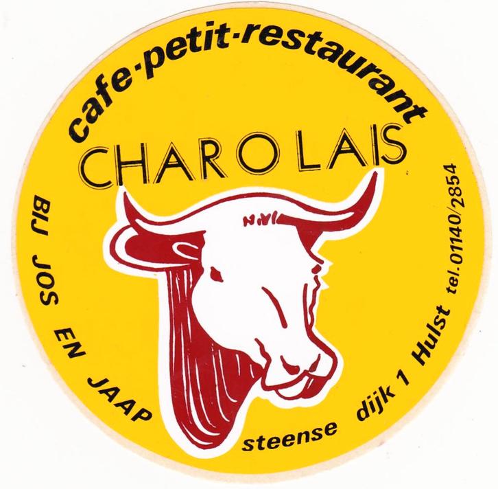 Sticker horeca restaurant Charolais Hulst Steensedijk, Verzamelen, Stickers, Zo goed als nieuw, Overige typen, Verzenden