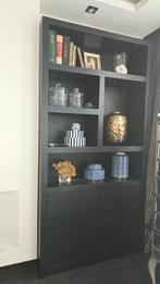 NIEUW boekenkast wandkast 120x220x40cm zwart, Tijdloos robuust strak, 100 tot 150 cm, 200 cm of meer, Met klep(pen)