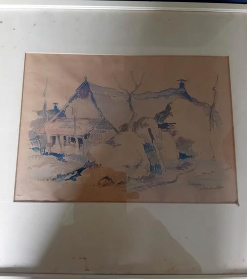 Staphorst een leuke aquarel van Hansen?, Antiek en Kunst, Kunst | Schilderijen | Klassiek, Ophalen of Verzenden