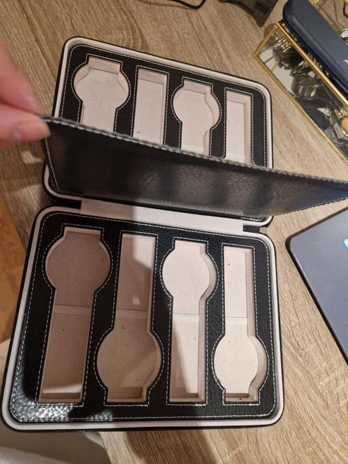 Stijlvolle Luxe Horlogebox – Voor 8 Horloges | 17 x 23 x 6, Sieraden, Tassen en Uiterlijk, Beautycases, Zo goed als nieuw, Wit