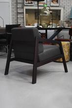 Mooie fauteuil Deense stijl hout stof antraciet, 75 tot 100 cm, Zo goed als nieuw, Hout, 50 tot 75 cm