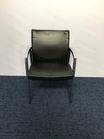 4 x Leren vergaderstoel met chrome vierpoot, Huis en Inrichting, Stoelen, Ophalen, Gebruikt, Zwart, Leer