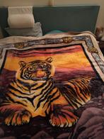 Sprei 2 persoons met tijgerafbeelding velours, Huis en Inrichting, Ophalen of Verzenden, Zo goed als nieuw, Tweepersoons, Overige typen