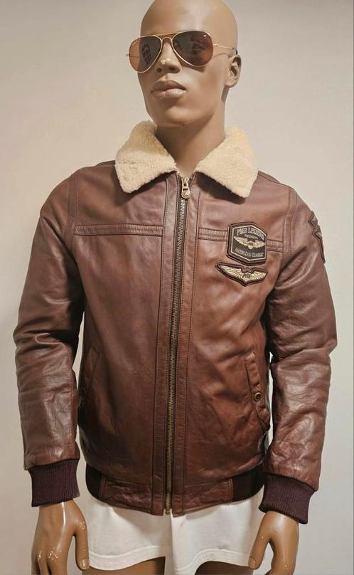 PME Legend buffel leren winterjas met vast bont (M) ingevet, Kleding | Heren, Jassen | Winter, Zo goed als nieuw, Maat 48/50 (M)