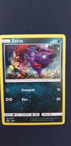 Pokemon promokaart SM83 Zorua holo, Losse kaart, Zo goed als nieuw, Verzenden