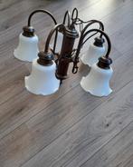 Vintage Hanglamp met 5 armen wit glas, Ophalen, Gebruikt, Vintage, Glas