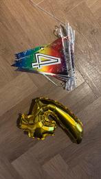 Vlaggenlijn 4 jaar en ballon cijfer 4 gratis ophalen, Hobby en Vrije tijd, Feestartikelen, Ophalen, Zo goed als nieuw, Versiering