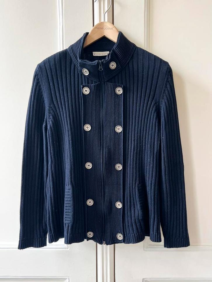 Witteveen vest katoen/acryl donkerblauw, maat XL/42, Kleding | Dames, Truien en Vesten, Zo goed als nieuw, Maat 42/44 (L), Blauw