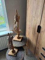 Houten Zeepaardjes Beelden Set, Overige materialen, Overige kleuren, Ophalen of Verzenden, Zo goed als nieuw