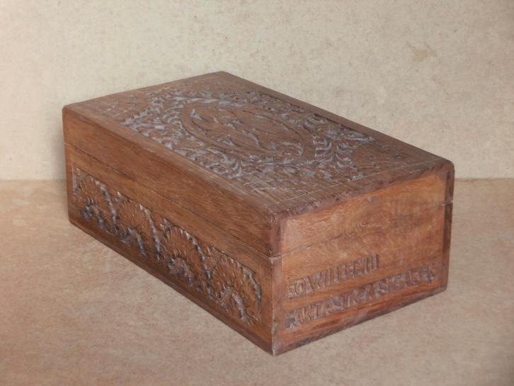 Houtsnijwerkt kistje sigarenkist sigarenkistje Willem II '70, Antiek en Kunst, Curiosa en Brocante, Ophalen of Verzenden