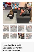 Luxe Hoekbank Yently - Teddy Bouclé Zwart 200x300cm, Ophalen, 250 tot 300 cm, Hoekbank, 75 tot 100 cm