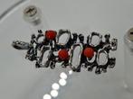 Vintage zilveren hanger met bloedkoraal 835, Sieraden, Tassen en Uiterlijk, Ophalen of Verzenden, Zo goed als nieuw, Met edelsteen
