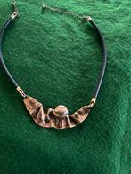Prachtig collier van brons en leer van Harrie Lenferink, Ophalen of Verzenden, Zo goed als nieuw, Bruin, Overige materialen