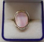 Zilveren ring met roze parelmoer steen maat 16.5 nr.1255, Ophalen of Verzenden, Dame, Kleiner dan 17, Zo goed als nieuw