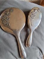 Antiek Spiegel & Borstel Set zilver gero 90 art deco 1912, Ophalen of Verzenden, Ovaal, Minder dan 50 cm, Minder dan 100 cm