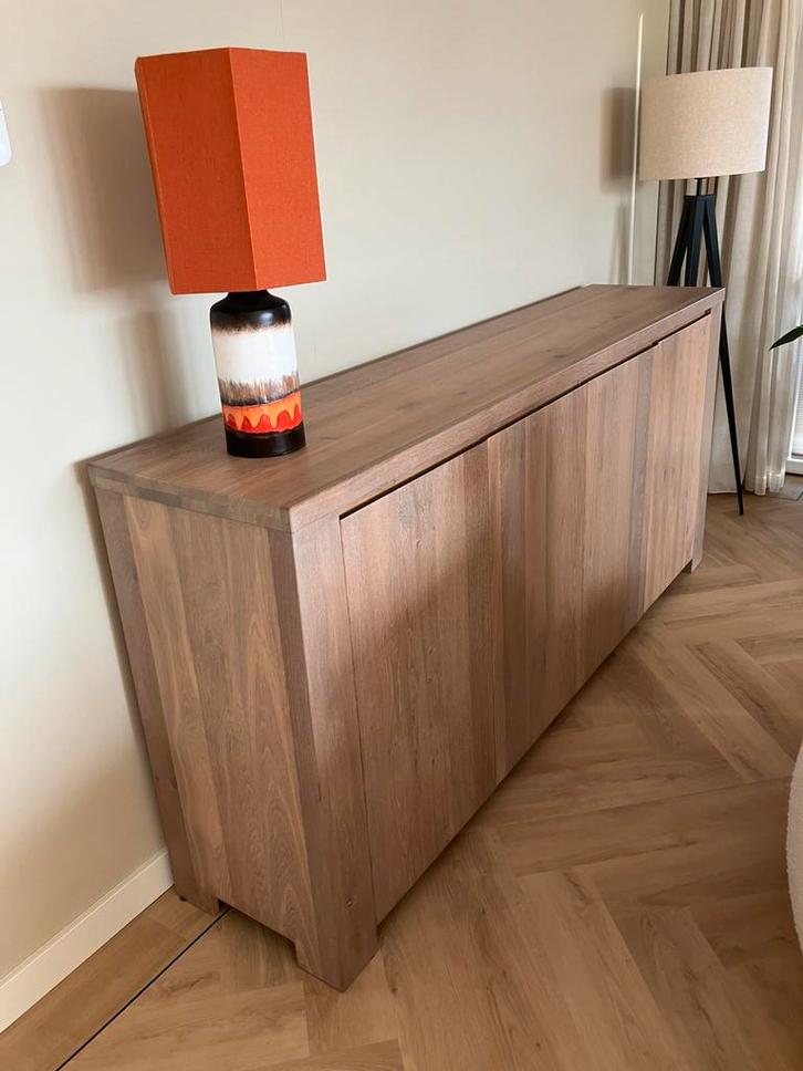 Dressoir blank gestoomd eiken greeploos, Huis en Inrichting, Kasten | Dressoirs, Zo goed als nieuw, 200 cm of meer, 25 tot 50 cm