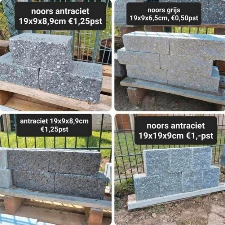 Grote voorraad Splitblokken stapelblok gevelsteen s-partij, Tuin en Terras, Bielzen en Borders, Nieuw, Minder dan 25 cm, Minder dan 100 cm