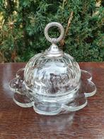 kristal botervloot, met zilveren versiering,, Ophalen of Verzenden
