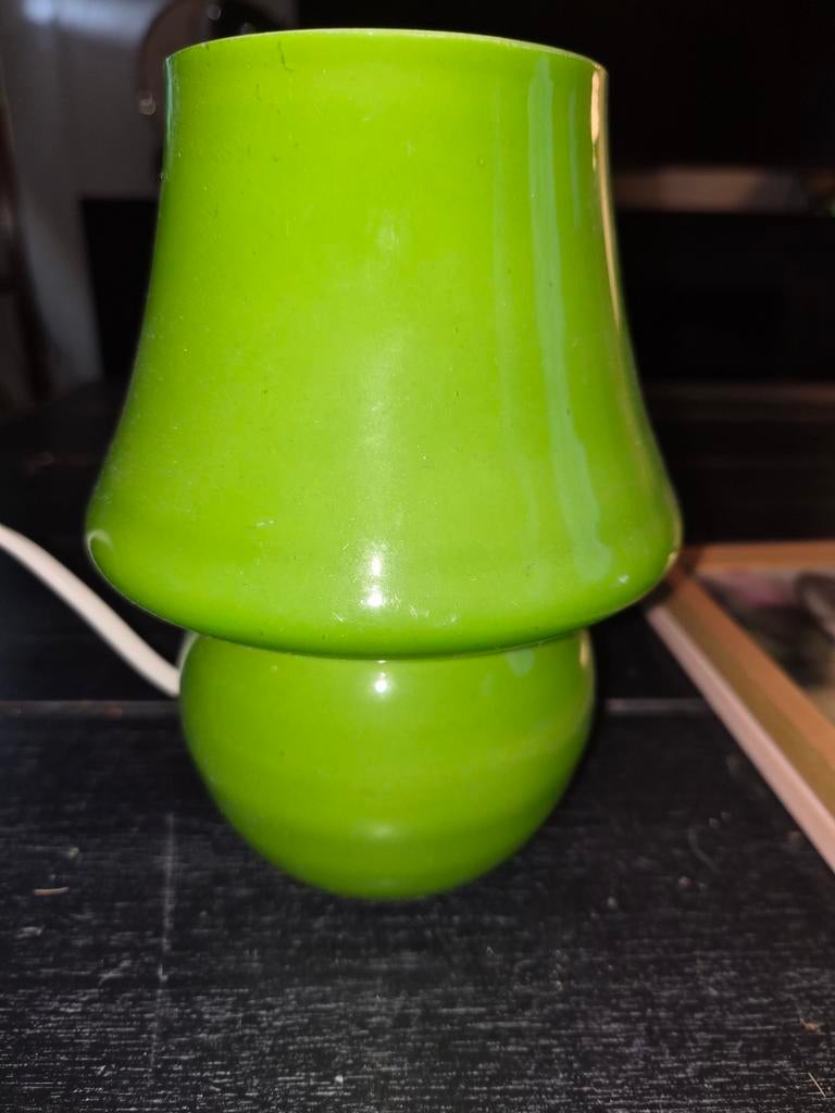 Groene paddenstoel lamp, Ophalen of Verzenden, Zo goed als nieuw, Minder dan 100 cm, Glas