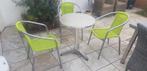Tuinset met 3 stoelen en ronde tafel  bistroset, Ophalen, Gebruikt, Metaal, Stapelbaar