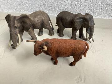 Schleich olifant en schotse hooglander hoogland stier beschikbaar voor biedingen