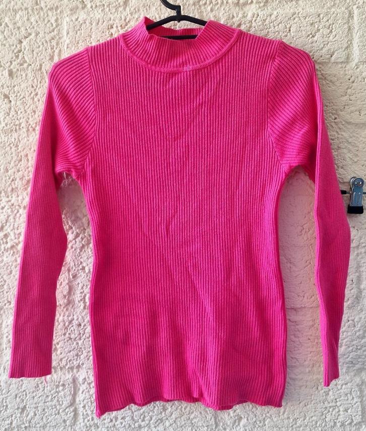 Felle roze geribde trui met hoge hals – maat xs, Kleding | Dames, Truien en Vesten, Roze, Ophalen of Verzenden