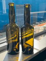 Bodemvondst 2x bruine fles Aangebrachte bovenkant druppellip, Antiek en Kunst, Ophalen of Verzenden