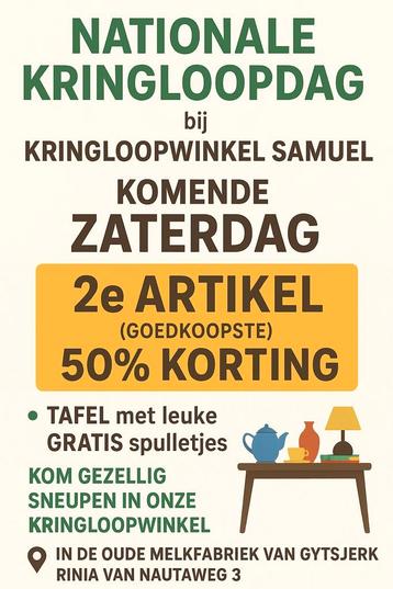 Zaterdag nationale kringloopwinkeldag  beschikbaar voor biedingen