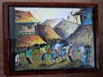 Bali - Dorpsscene en Landschap 42 x 32 in originele lijst, Ophalen of Verzenden
