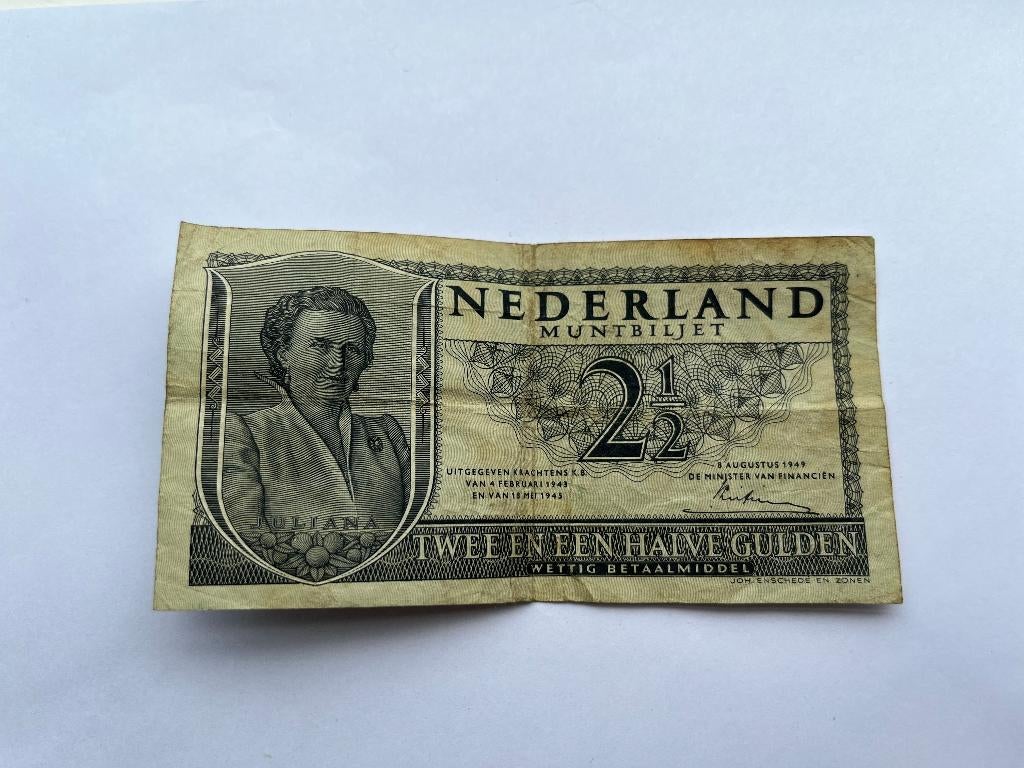 Briefje van 2,50 gulden  1949  Juliana, Ophalen of Verzenden, 2½ gulden, Los biljet