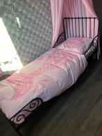 Metalen meegroeibed zwart inclusief pocketvering matras, Ophalen, Gebruikt, 70 tot 85 cm, Matras