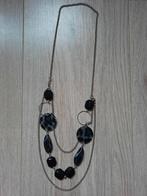 Leuke Zwarte Zilverkleurige Dubbele Ketting, Ophalen of Verzenden, Zo goed als nieuw, Zwart, Overige materialen