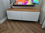 Ikea Besta TV meubel met hardhouten blad, Ophalen, 100 tot 150 cm, Zo goed als nieuw, Minder dan 100 cm