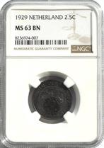 Nederland 2,5 cent 1929 (in NGC slab, MS63BN), Postzegels en Munten, Munten | Nederland, Ophalen of Verzenden, Koningin Wilhelmina