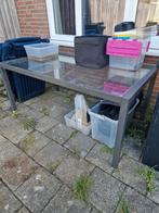 Aluminium tuintafel met glasplaat, Ophalen, Gebruikt, Rechthoekig, Aluminium
