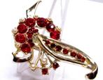 Oude broche met rode steentjes, Verzenden, Gebruikt, Goud, Overige materialen