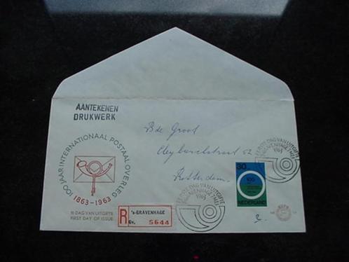 FDC 57, Postaal overleg 1963, beschreven, met open klep., Postzegels en Munten, Postzegels | Eerstedagenveloppen, Beschreven, Nederland