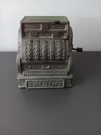 Vintage kassa spaarpot met muziekdoos – werkt (1986,5 cm), Ophalen of Verzenden, Gebruikt, Metaal of Blik, Overige thema's