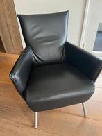 Label - zwarte leren stoel, Gebruikt, Minder dan 75 cm, Leer, Ophalen of Verzenden