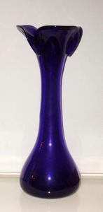 Vaas Blauw Glas Vintage Kelk Vaas, Huis en Inrichting, Woonaccessoires | Vazen, Minder dan 50 cm, Nieuw, Glas, Blauw