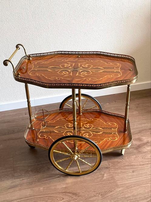 Vintage Italiaanse Serveerwagen Trolley Bar Cart Theewagen, Antiek en Kunst, Antiek | Meubels | Tafels, Ophalen