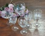 Set van 6 glazen, wijn, likeur, advocaat, geslepen glas, Antiek en Kunst, Ophalen of Verzenden