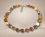 Mooie nieuwe JAY KING mos agaat ketting 925 zilver sluiting!, Overige kleuren, Verzenden, Nieuw, Met edelsteen