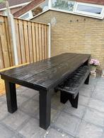 Steigerhouten tuintafel van 300 x 100 + bankje, Tuin en Terras, Ophalen, Gebruikt, Rechthoekig, Hout