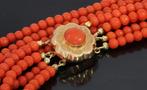 Bloedkoraal antieke ketting 14k slot goud zeer fraai dames, Verzenden, Goud, Ketting, Met edelsteen