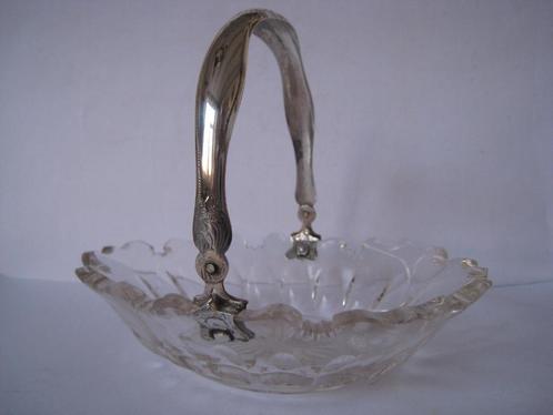 KRISTALLEN  BONBONSCHAAL m. ZILVEREN BEUGEL ; 70,- EURO, Antiek en Kunst, Antiek | Goud en Zilver, Zilver, Verzenden